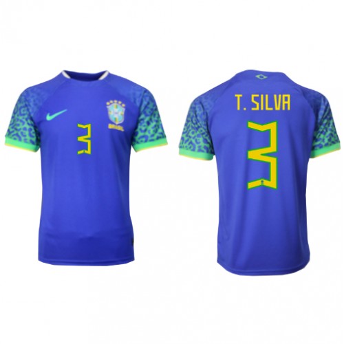 Brazílie Thiago Silva #3 Venkovní Dres MS 2022 Krátký Rukáv